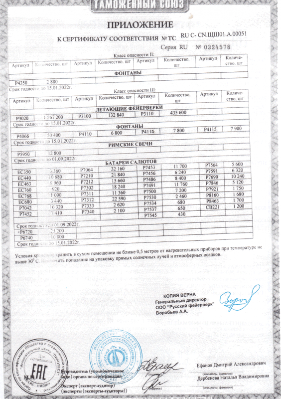 Сертификат соответствия № 0324578  - Навашино | navashino.salutsklad.ru 